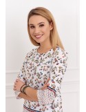 Cream women\'s blouse with a floral pattern 0446 - Online store - Boutique